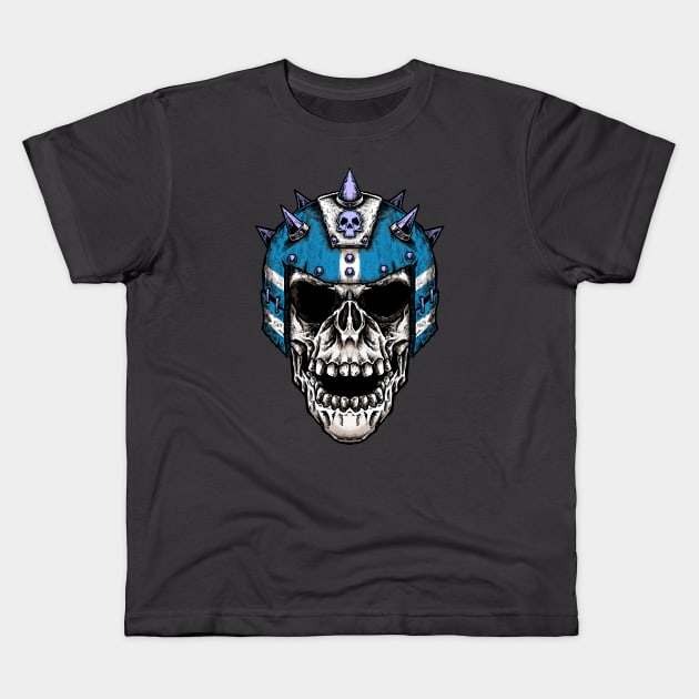 Fantasy Football Skeleton Blue 1 Kids T-Shirt by Spevna